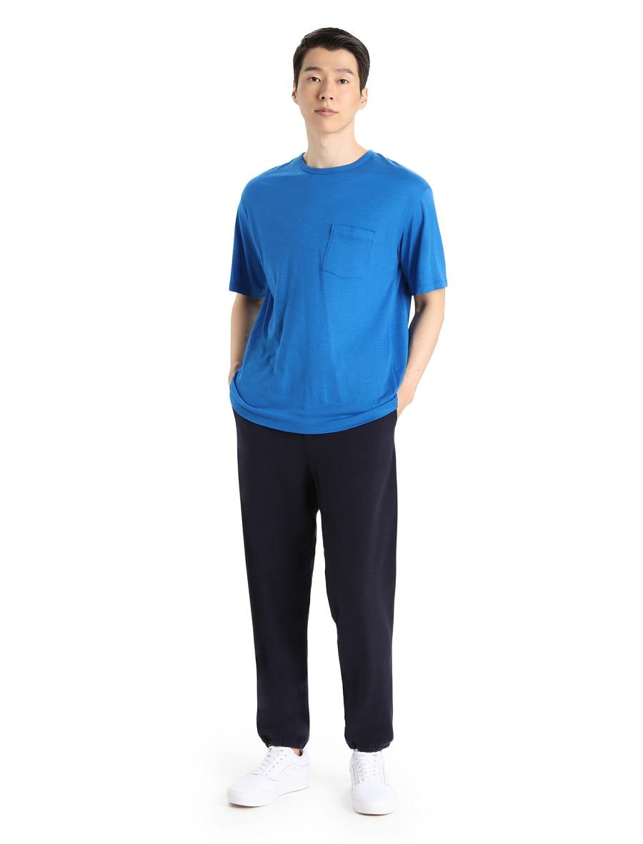 T Shirts Icebreaker Merino Granary Corta Sleeve Pocket Homme Bleu | FR 1157EBCX